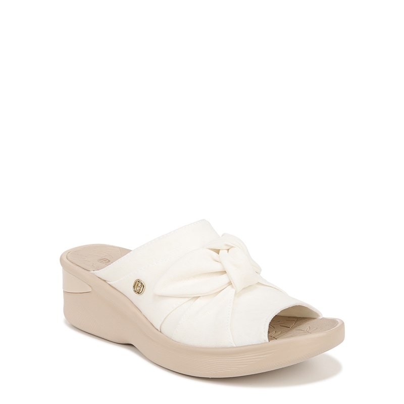 Women's Smile Wedge Sandals (White Fabric)