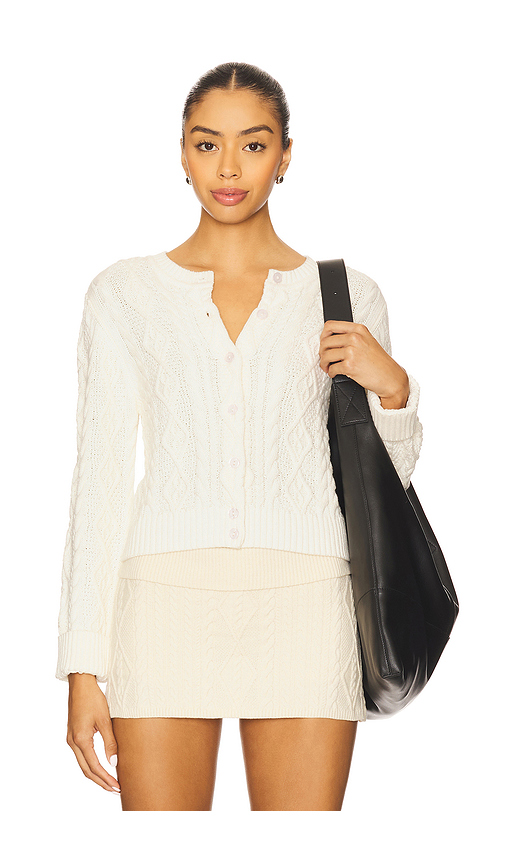 Frankies Bikinis Marley Cable Knit Cardigan in Cream. - XS also in