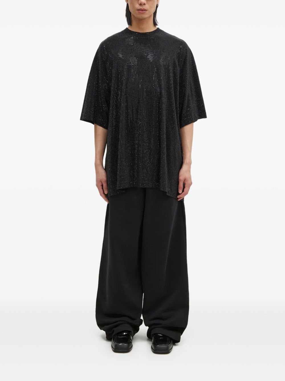 Rhinestone-embellished T-shirt - Black