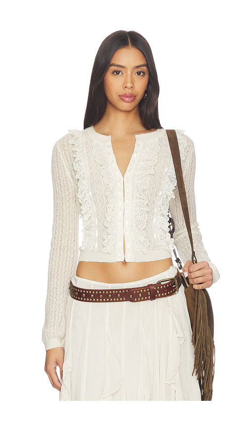 LoveShackFancy Melisse Cardigan in Cream. XXS. Also in L, M, S