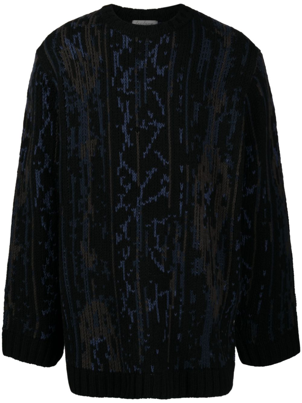 Patterned intarsia-knit jumper - Black