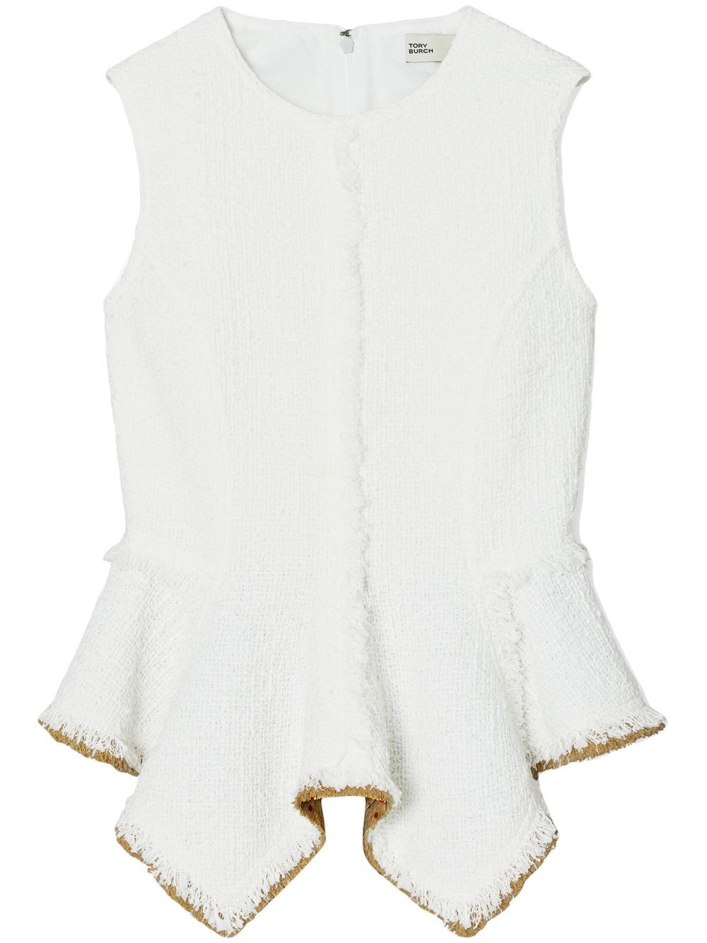 Frayed sleeveless tweed top - Neutrals