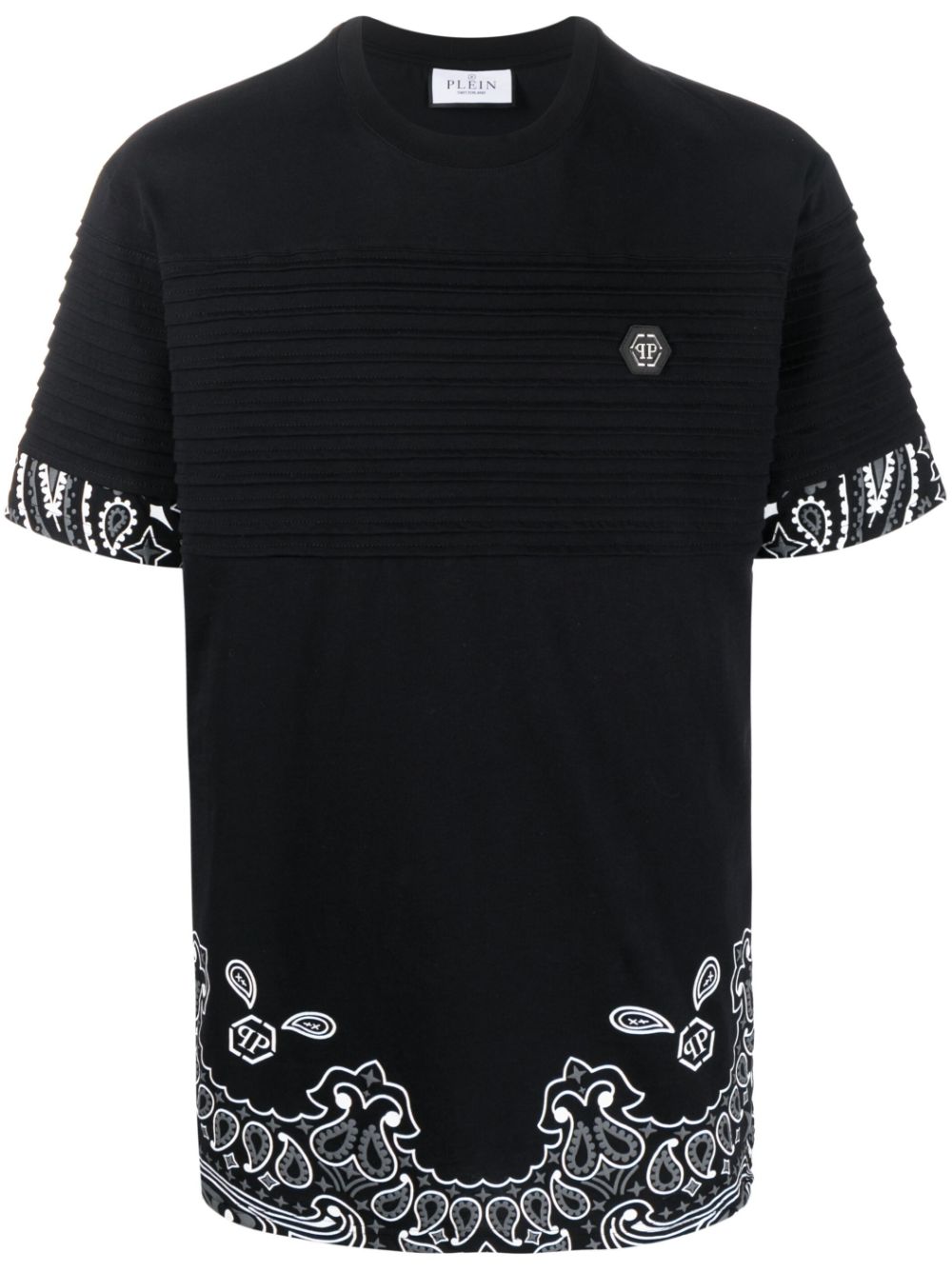 Bandana-print ribbed T-shirt - Black