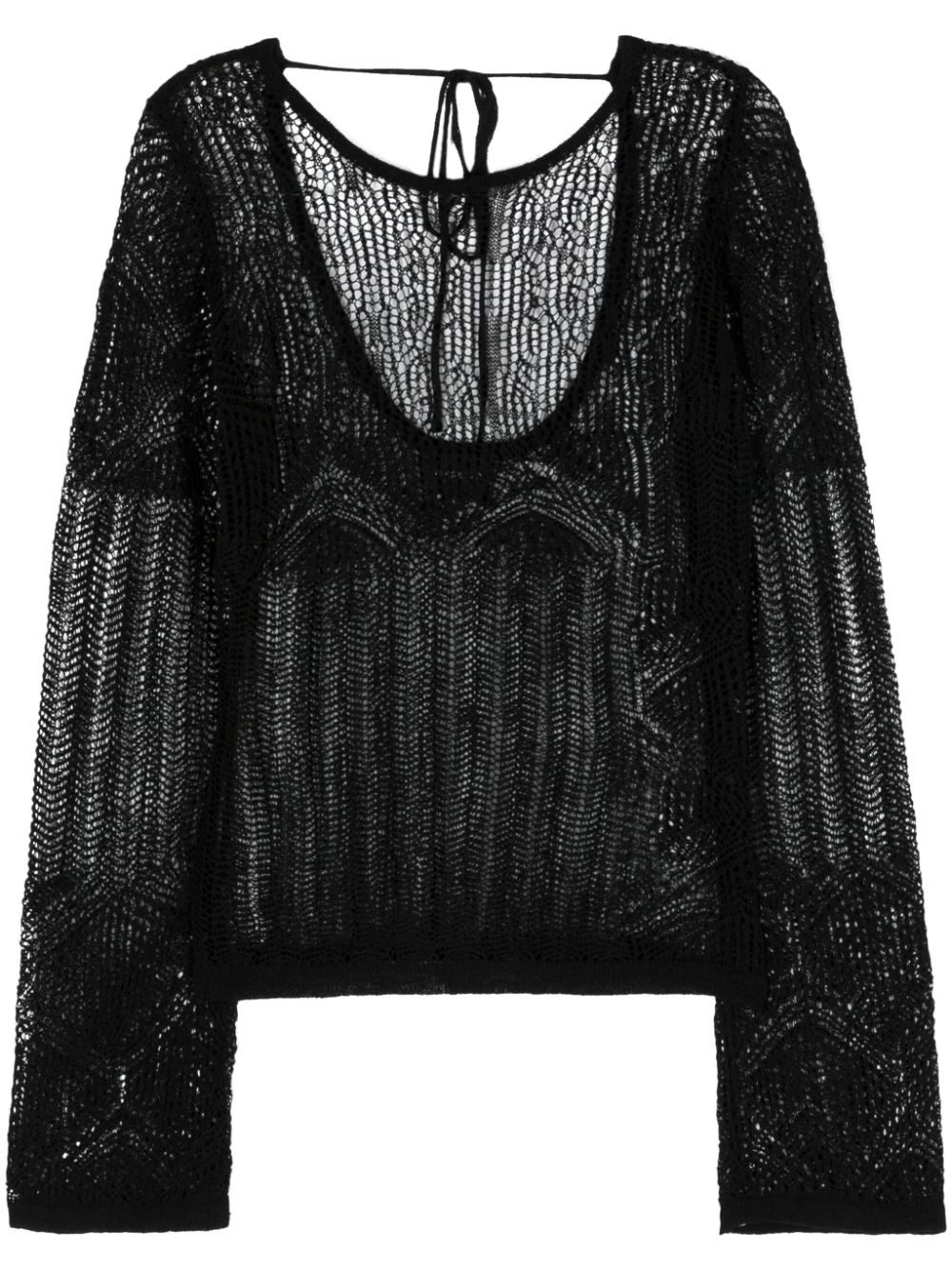 Kent open-knit top - Black