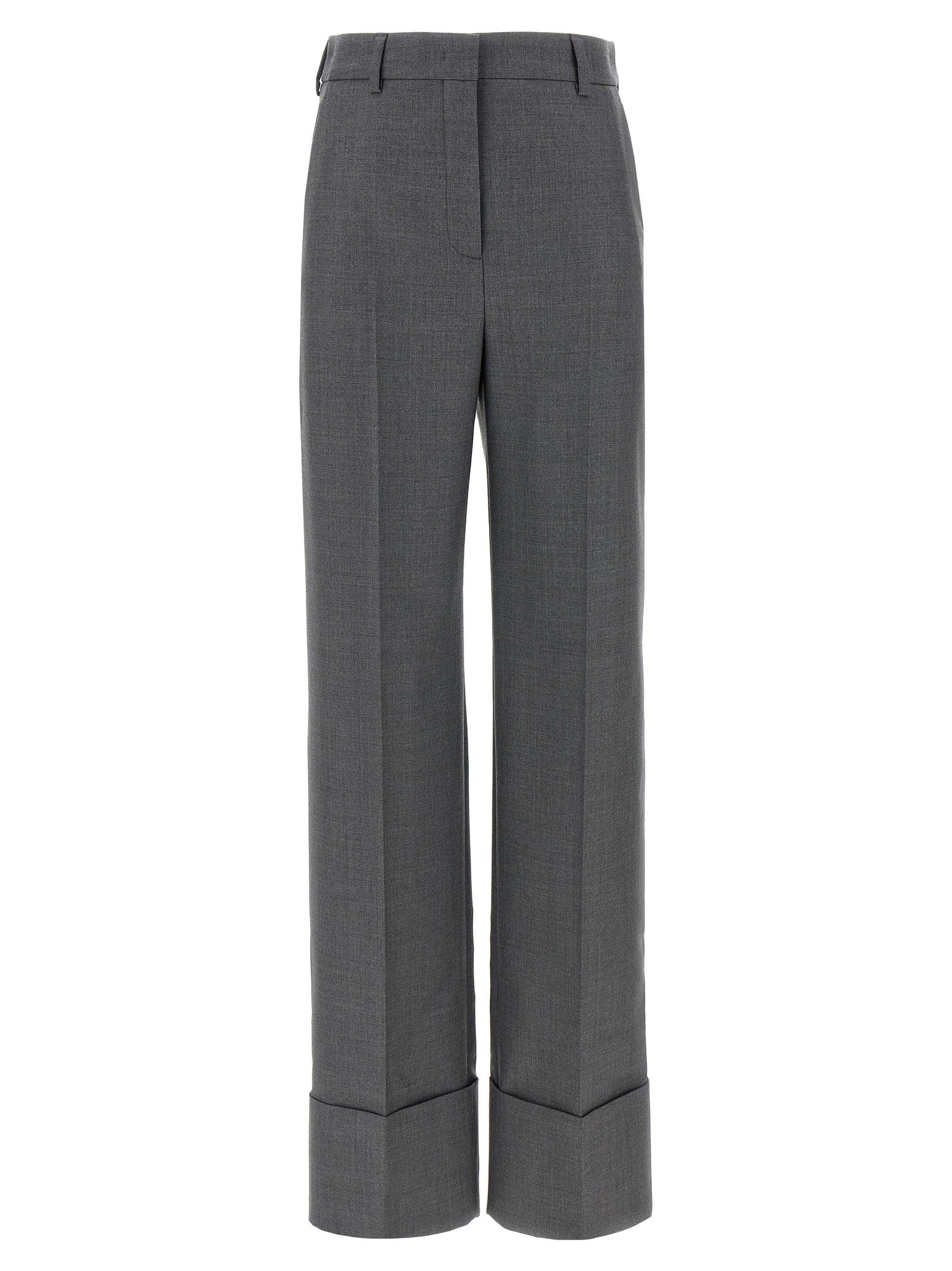 Virgin Wool Wide-Leg Trousers — Grey
