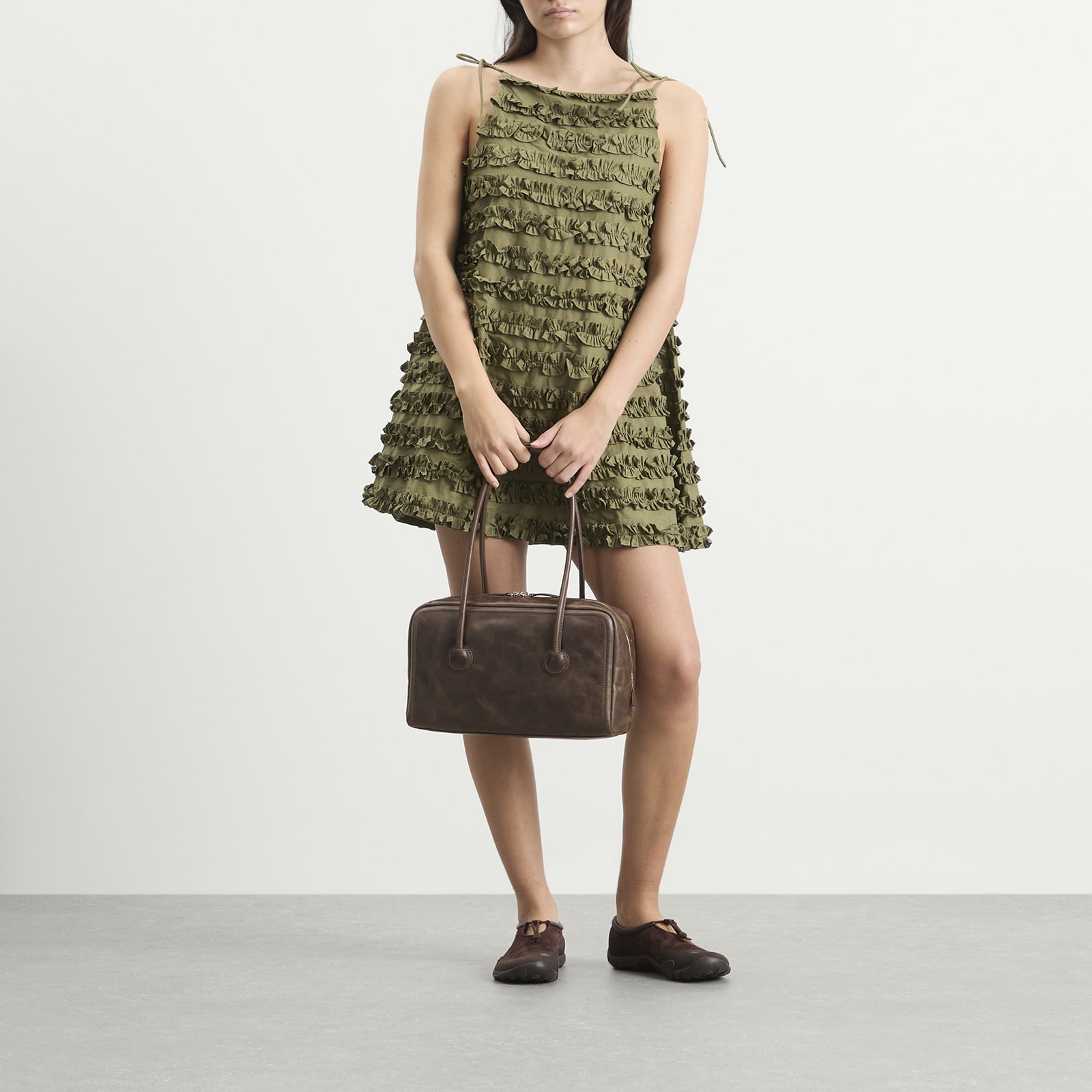 Women's Leili Ruffle Mini Dress in Olive