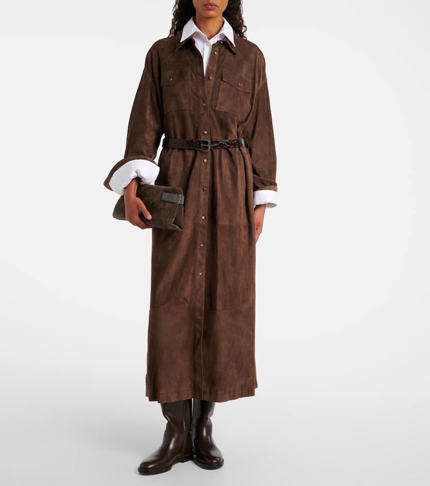 Belted suede coat