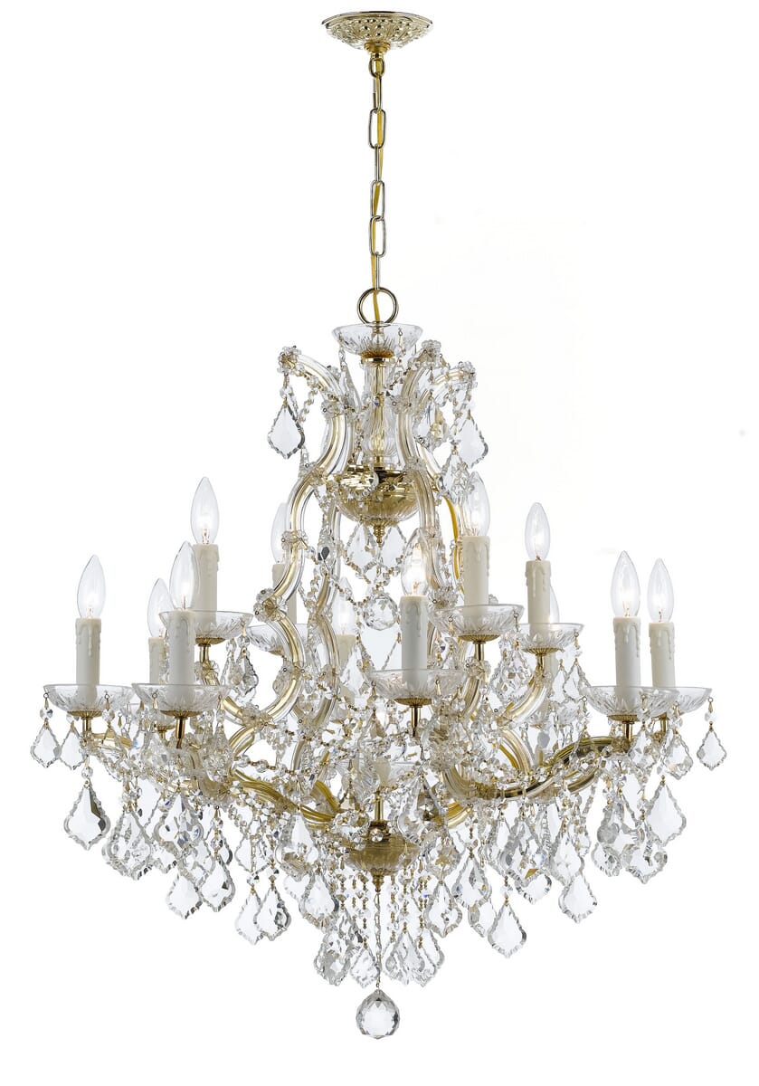 Maria Theresa 13-Light 27" Traditional Chandelier in Gold with Clear Spectra Crysta