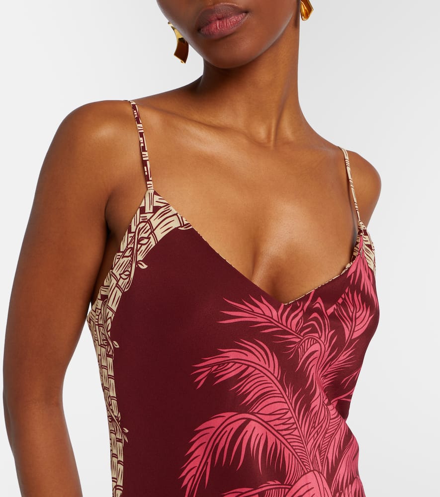 Printed silk slip dress