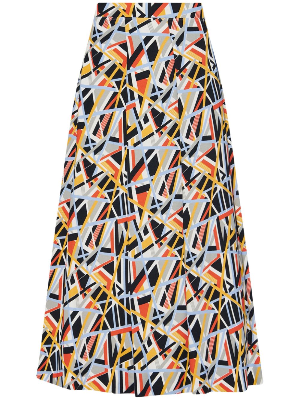 Abstract-print pleat-detail maxi skirt - Orange