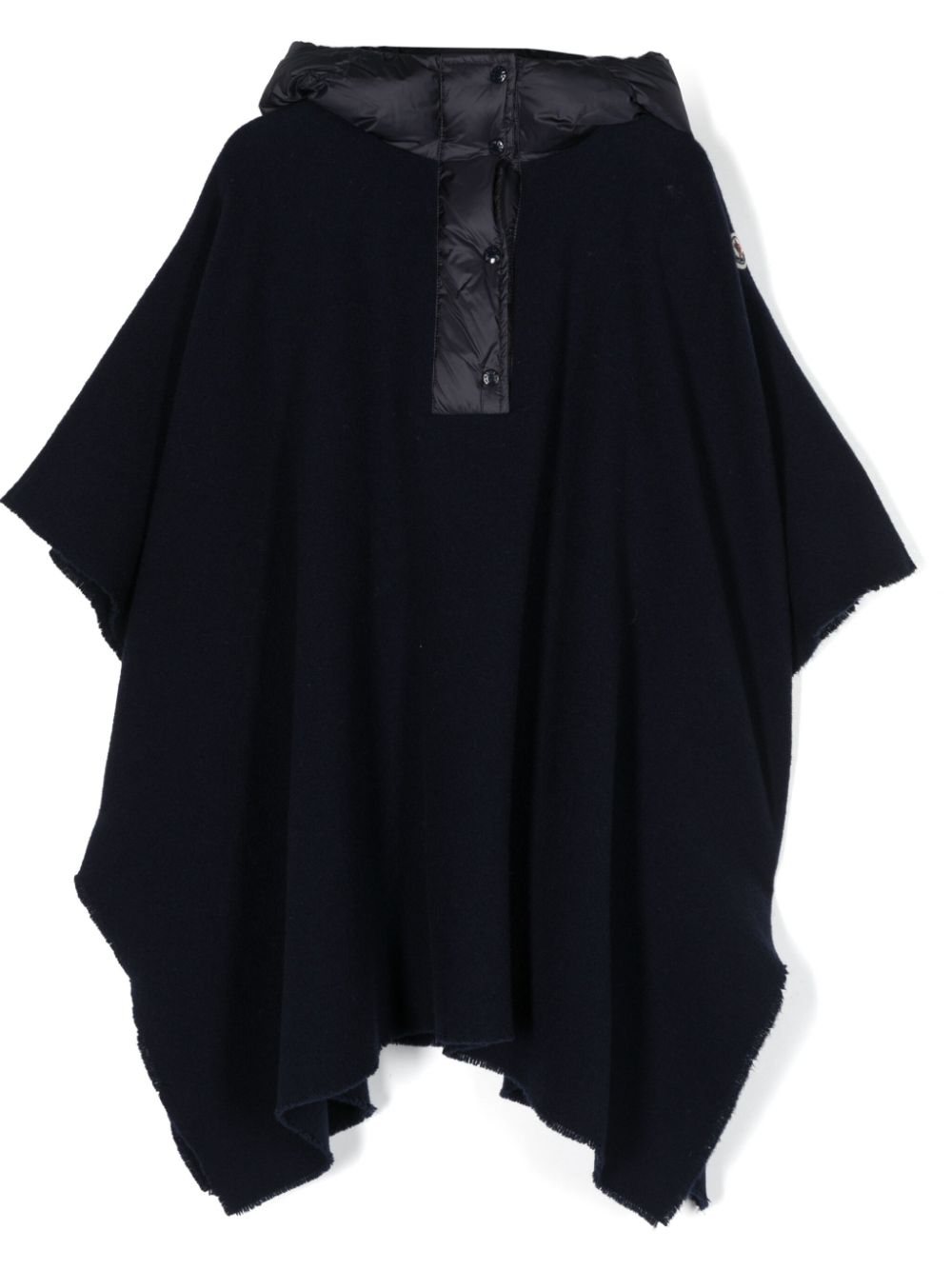 Logo-patch fleece hooded cape - Blue