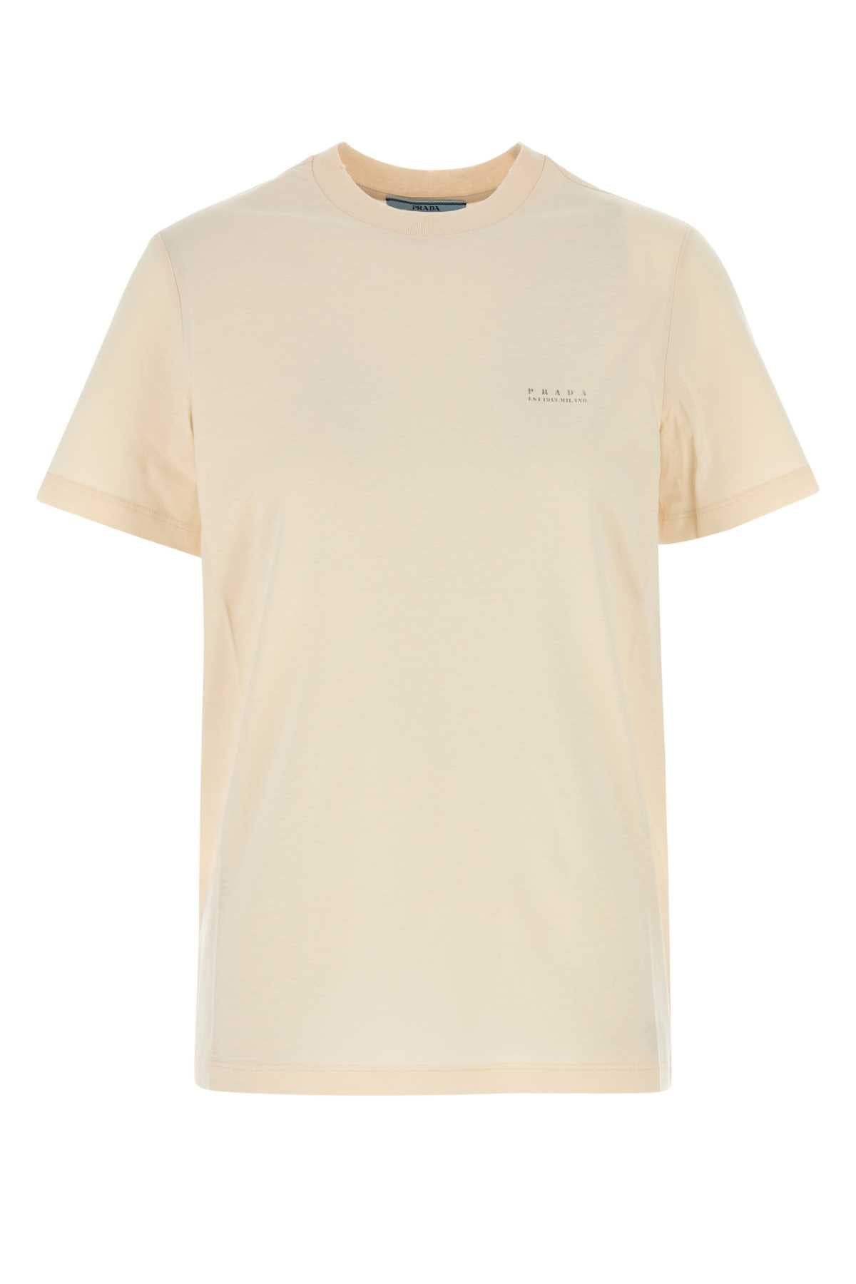 Logo-Embroidered Cotton T-Shirt — Beige