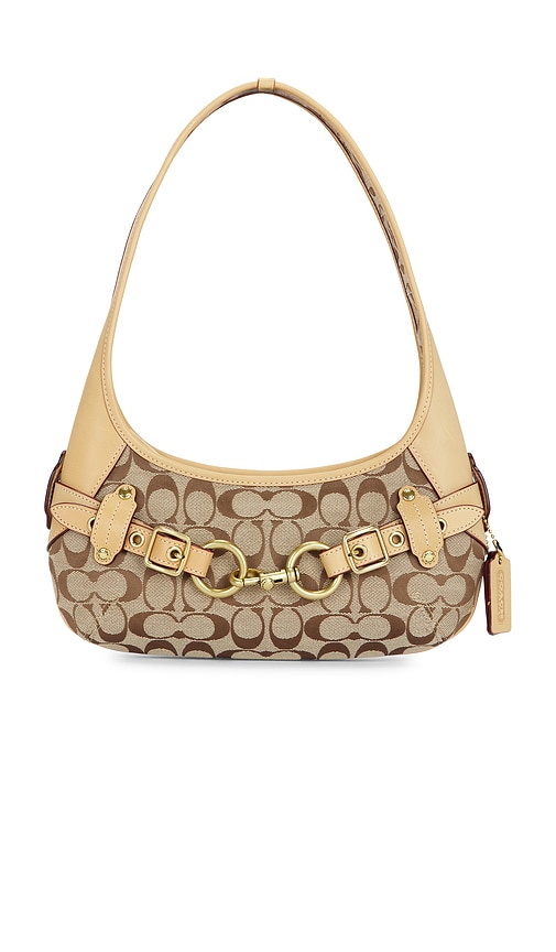 Coach Belted Ergo Shoulder Bag Signature Jacquard in Tan