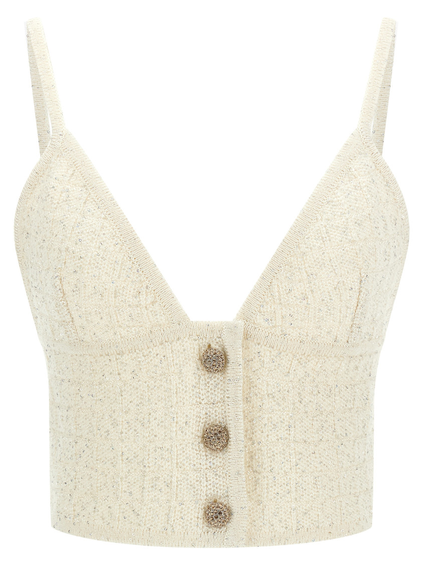 Sequin Top Tops White