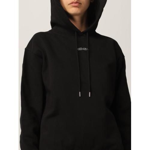 Logo-print pullover hoodie - Black