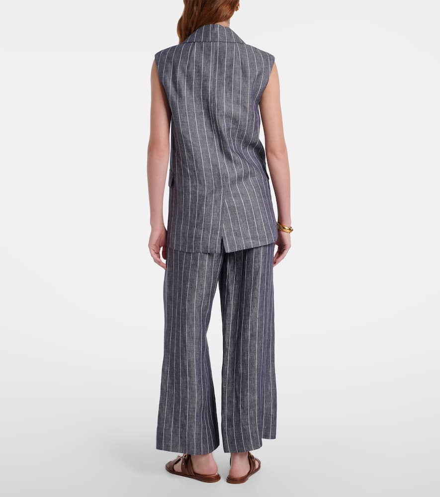 Cresta pinstripe linen wide-leg pants