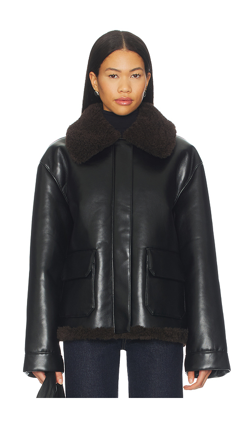 Lovers and Friends Irving Faux Leather Jacket in Black. L. Also in S, XXS, XS