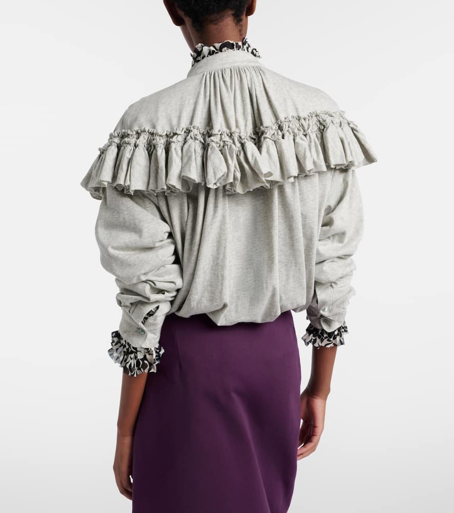 Ruffled cotton jersey blouse