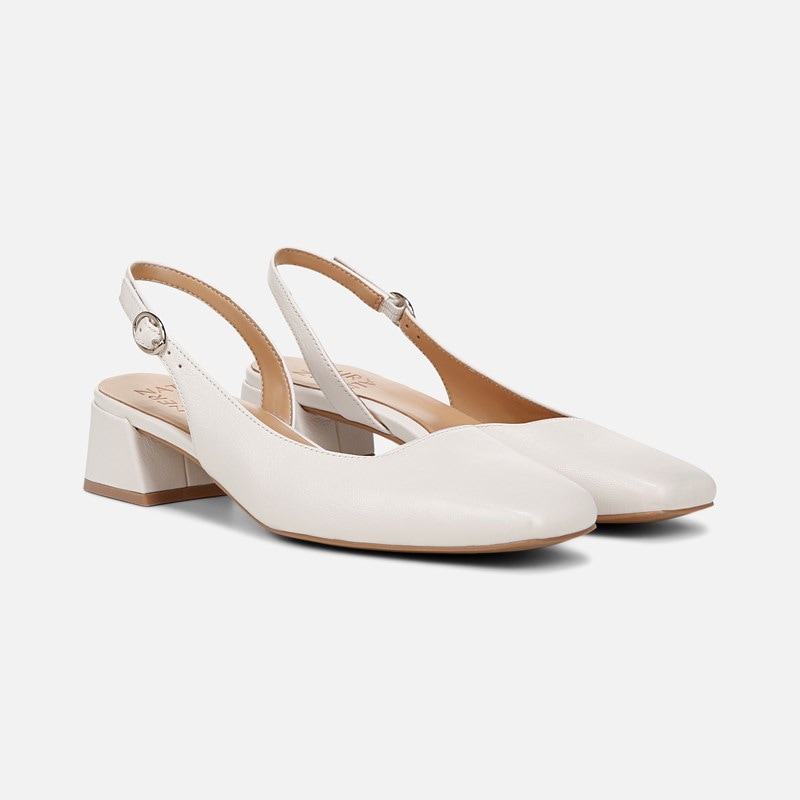 Jayla Slingback Pump Shoes, Warm White Leather