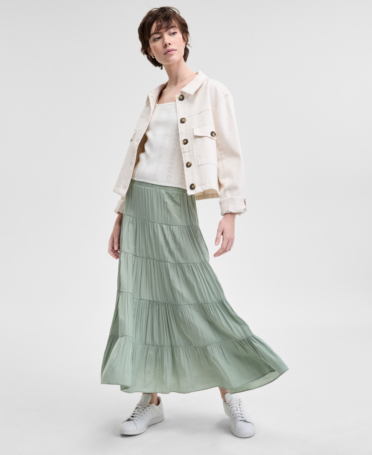 Women's Pull-On Tiered Maxi Skirt - Brookside Moss