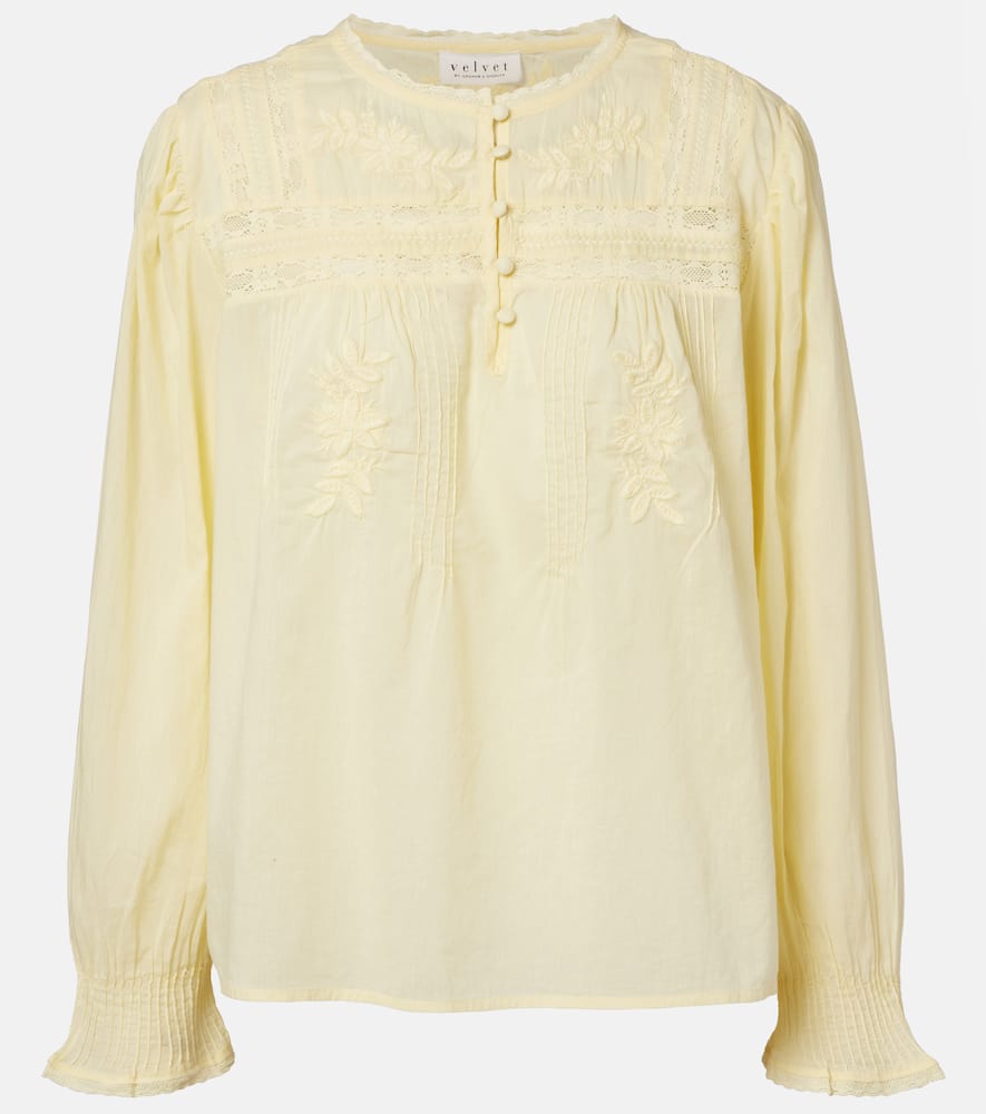 Byrdie lace-trimmed cotton blouse