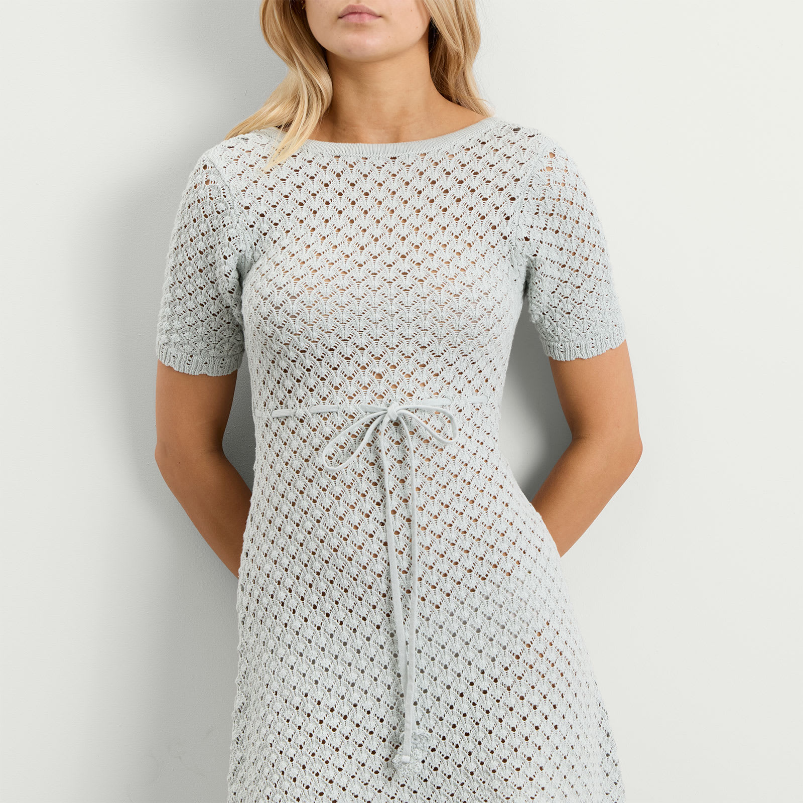 Women's Lace Knit Mini Dress in Mint