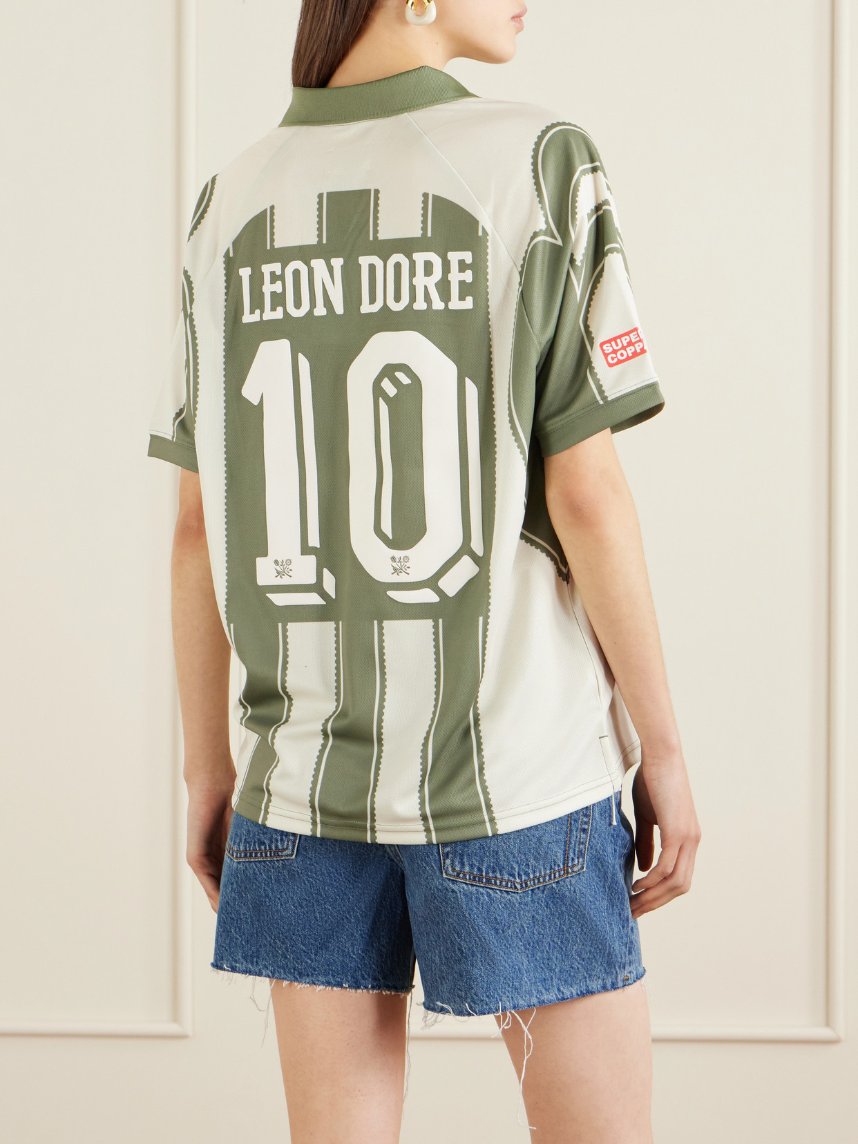 Logo-appliquéd Striped Jersey T-shirt - Green
