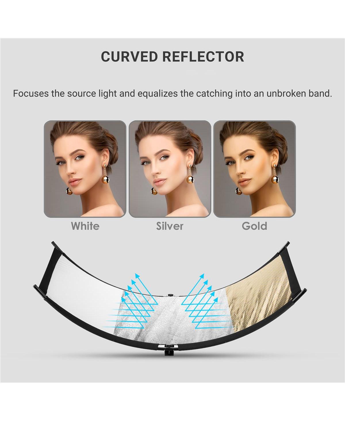 ArcLight Ii Curved Light Reflector Kit, a Portable Photography Reflector for Studio, Photo, Video, Portrait w/White Light Reflector - Soft gold,