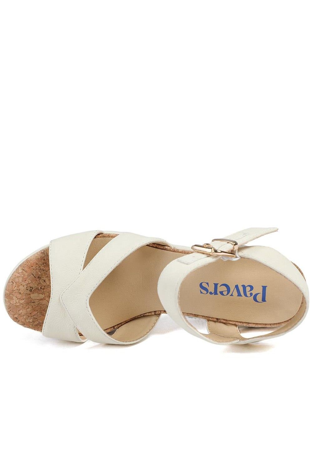 Pavers Patterned Cork Wedge Platform Sandals In Off White
