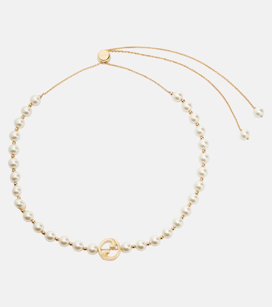 Interlocking G pearl necklace