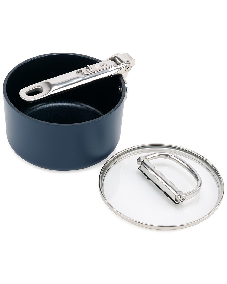Space Ceramic Non-Stick 1.4Qt Saucepan With Folding Handle & Lid
