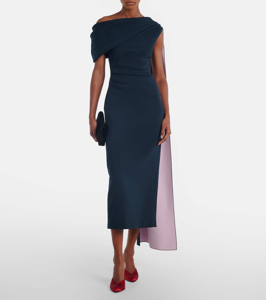 Maite caped off-shoulder midi dress