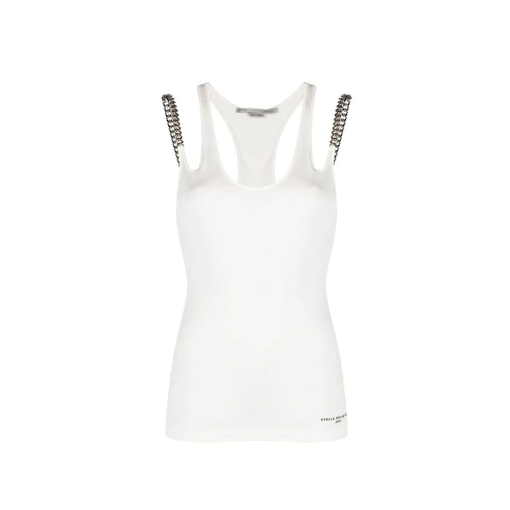 Chain-Strap Cotton Tank Top — White