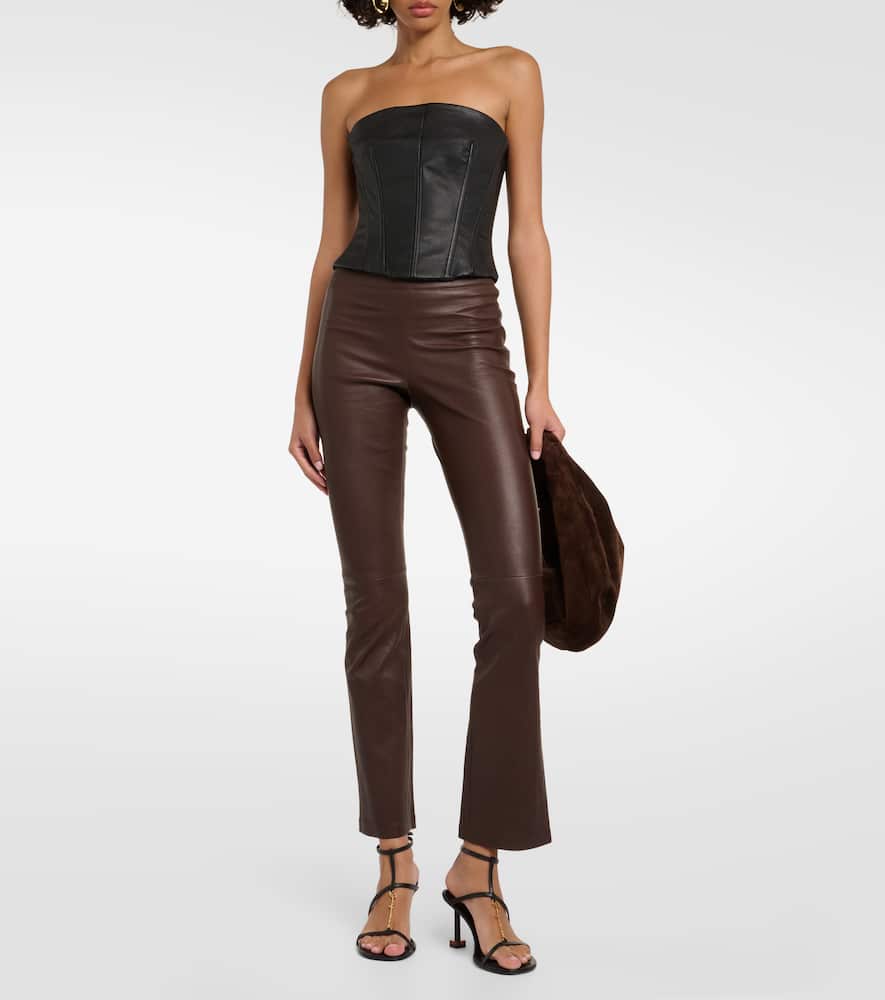 Leather bootcut pants
