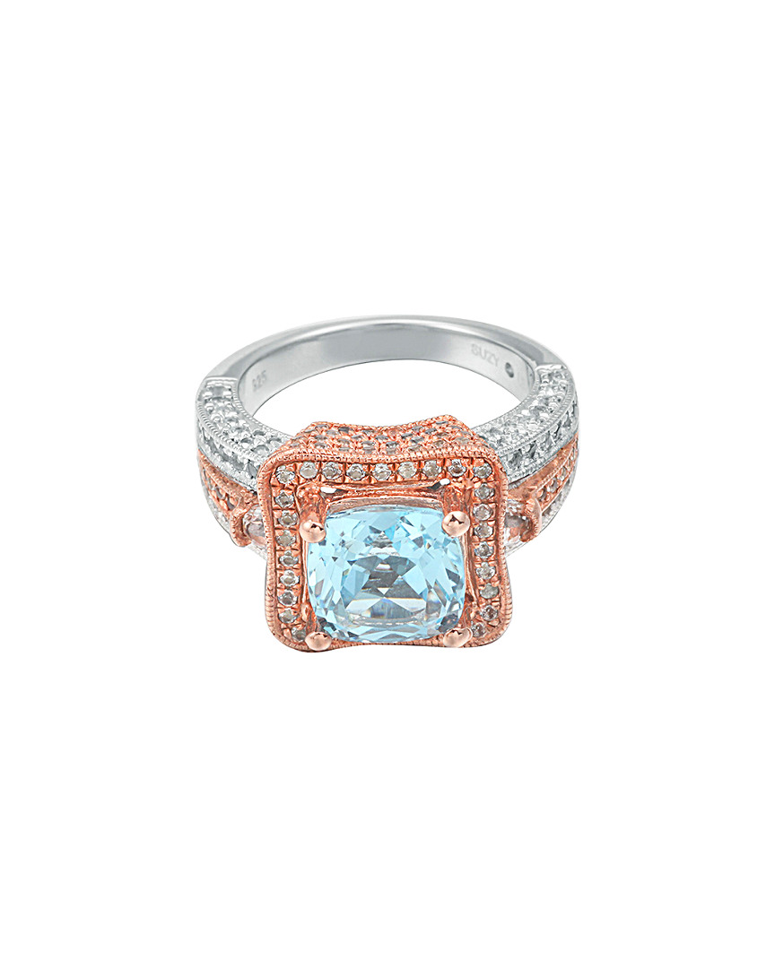 Silver 6.60 ct. tw. Blue Topaz & White Topaz Ring