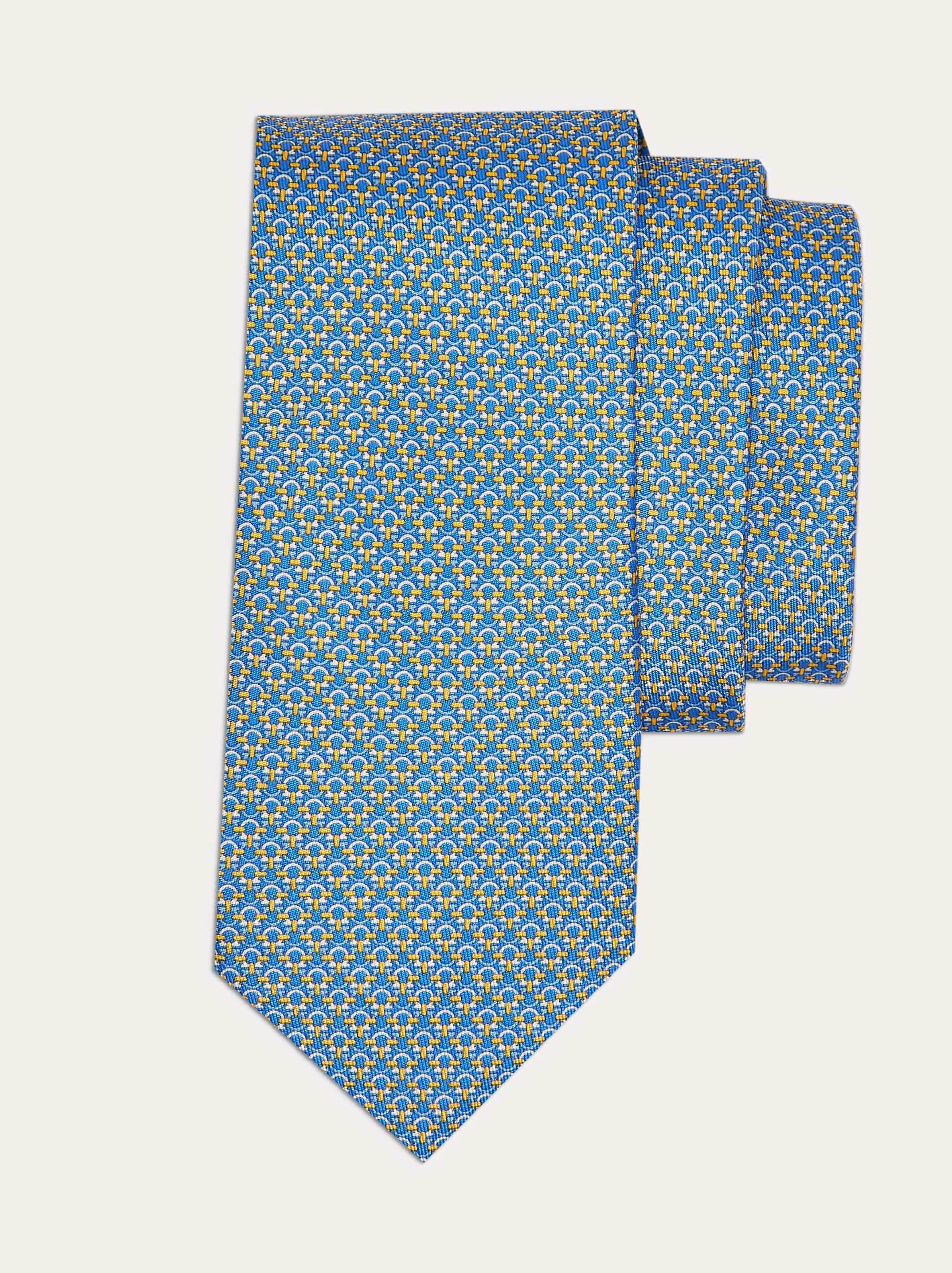 Men Gancini print silk tie Blue