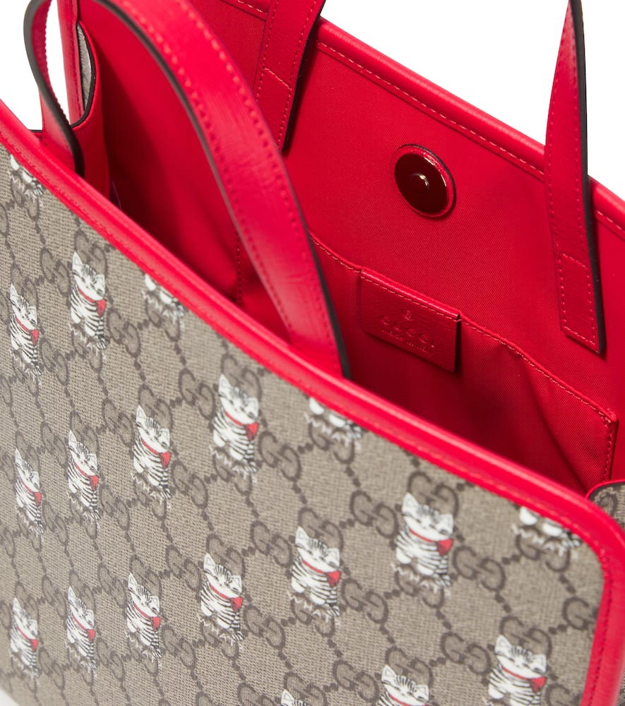 GG leather-trimmed canvas tote bag