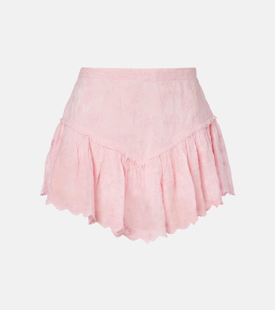 Embroidered cotton and silk shorts