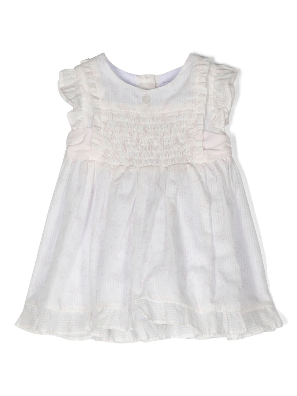 Floral-print smocked dress - White