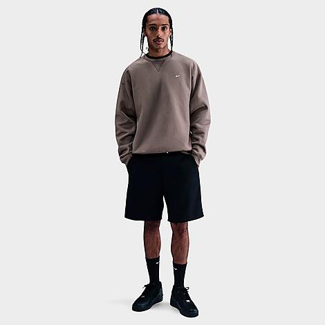 Men's Solo Swoosh Fleece Crewneck Sweatshirt in Cave Stone/Cave Stone/White
