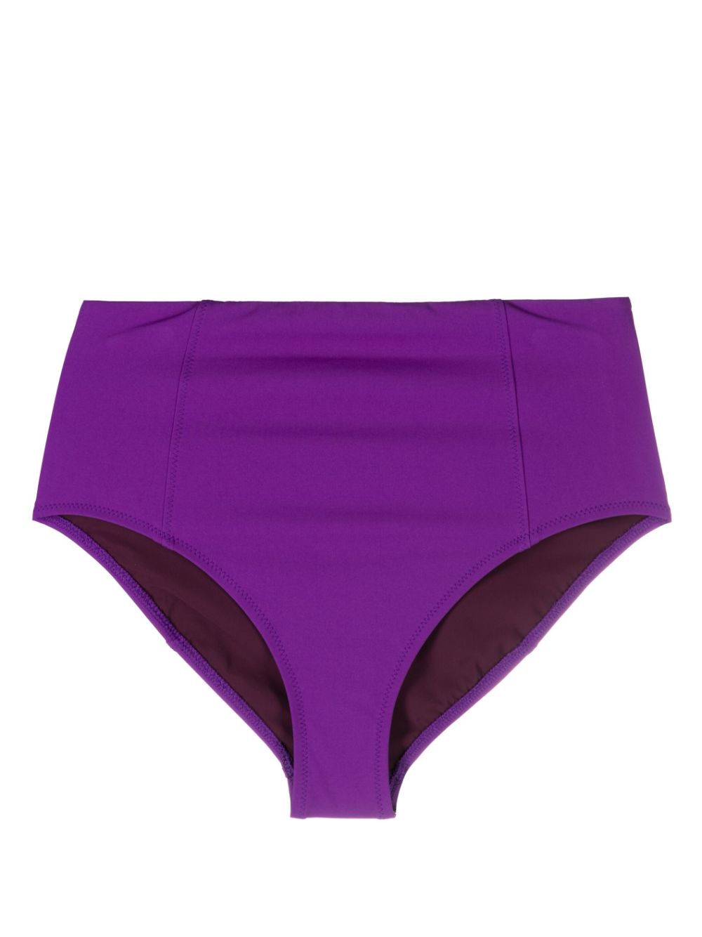 Plain high-waist bikini bottoms - Purple