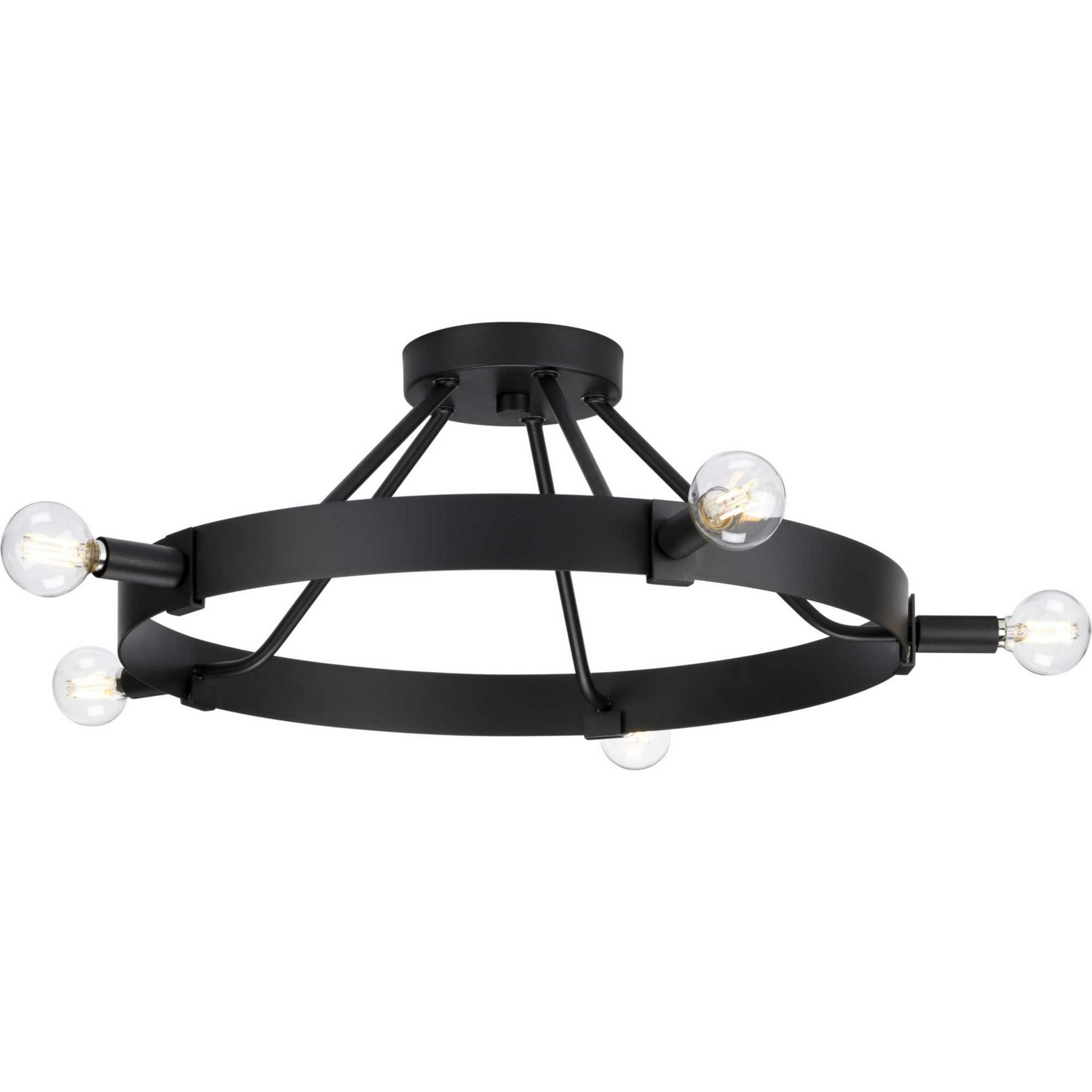Matte Black Five Light Semi Flush Mount from the Breckenridge Collection