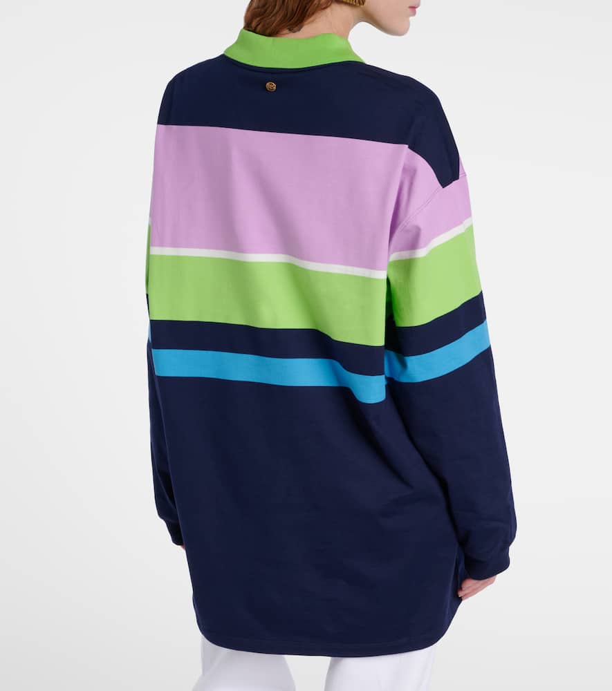 Striped cotton jersey polo sweater