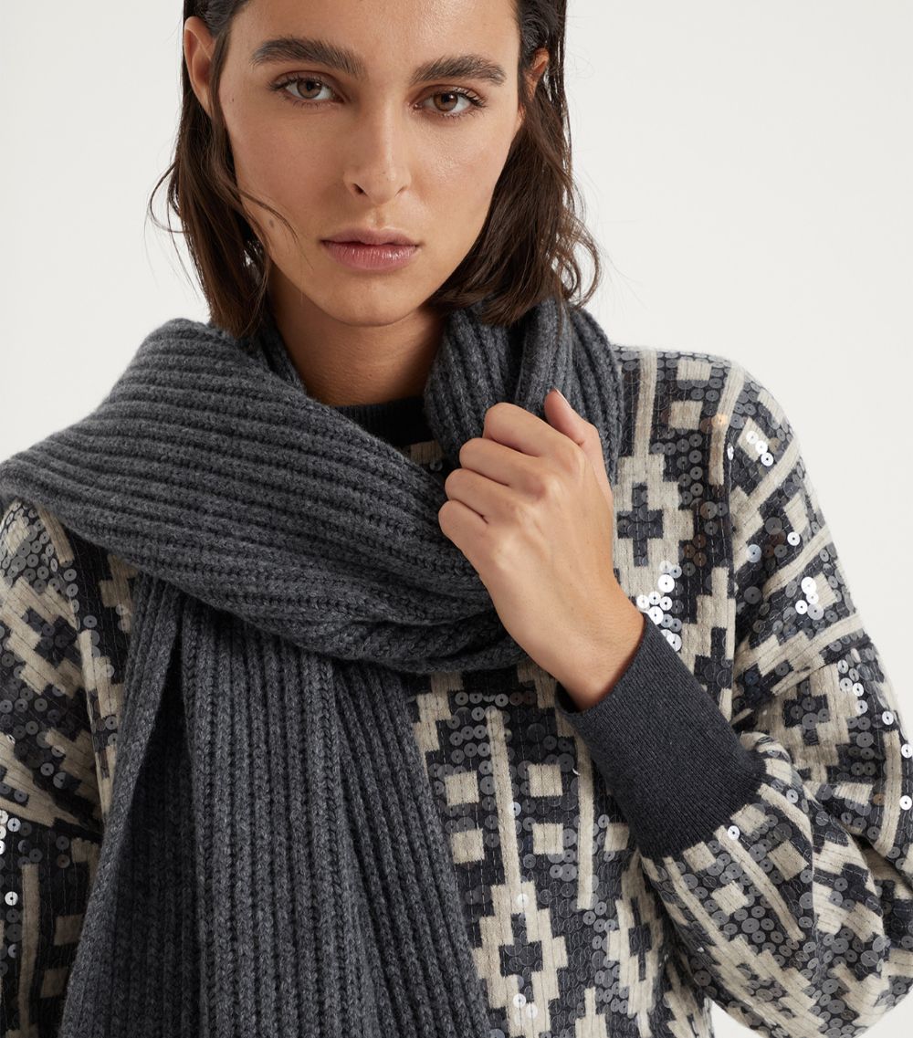 Cashmere Rib-Knit Scarf