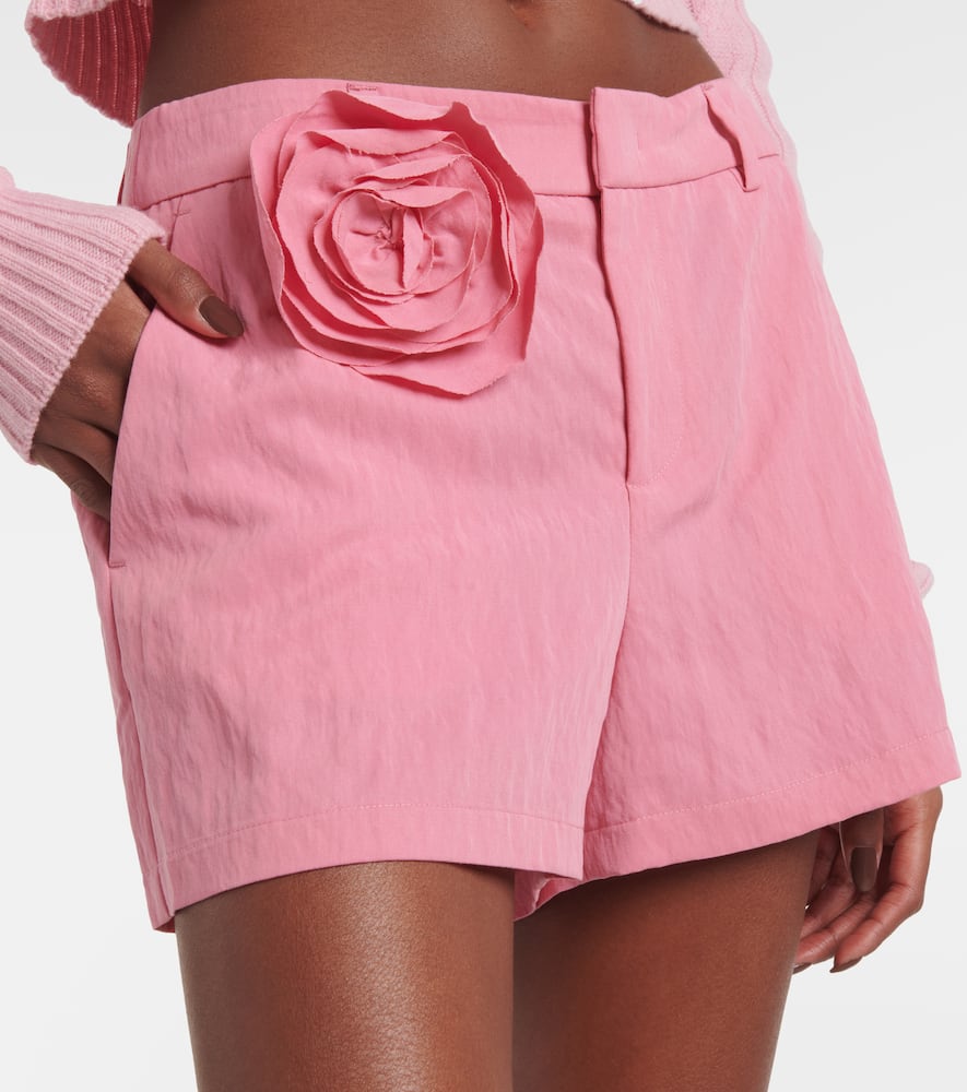 Floral-appliqué gabardine shorts