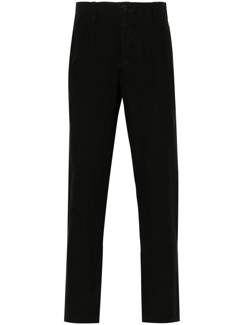 Linen tapered-leg trousers - Black