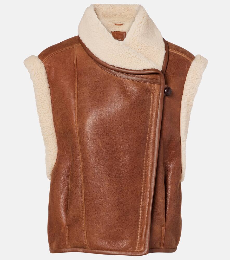 Alime shearling-trimmed leather vest