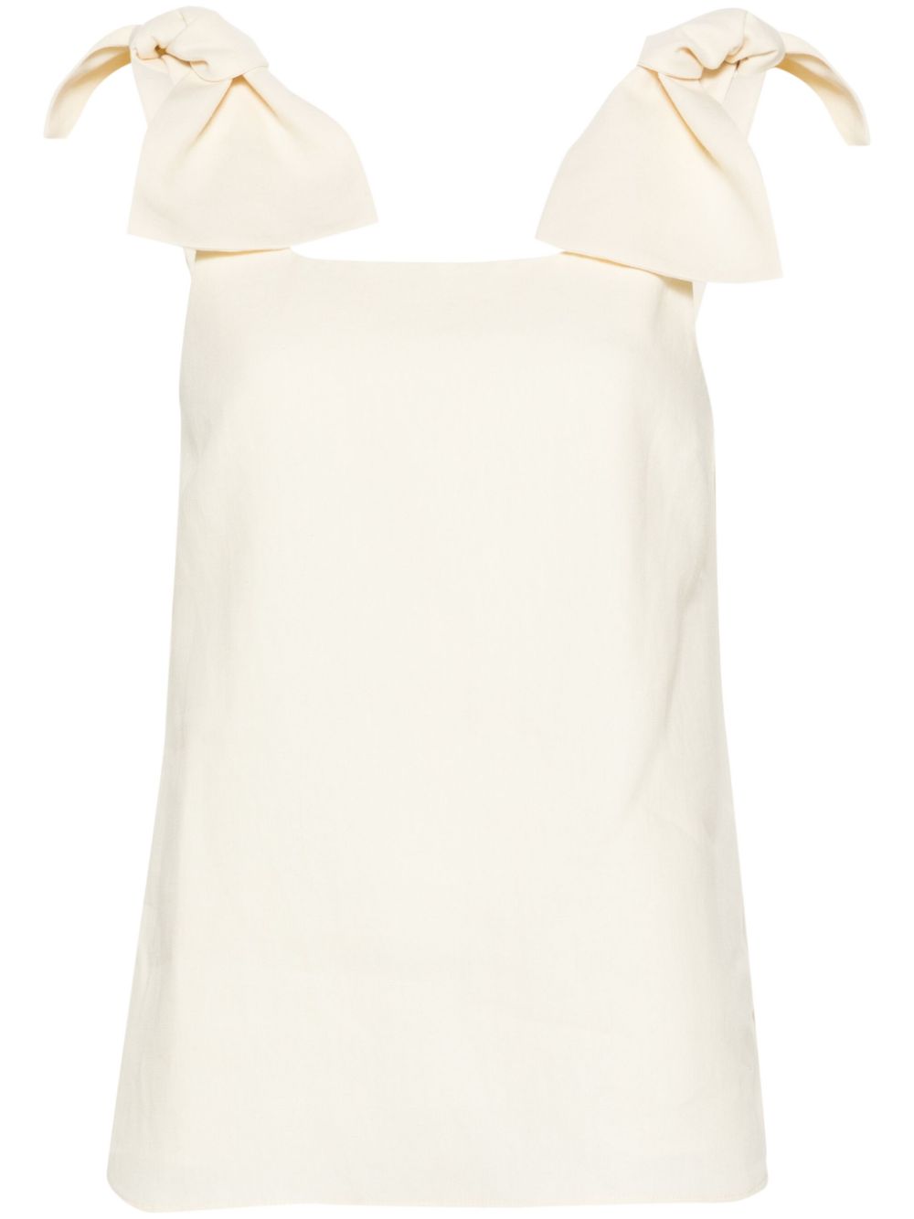 Bow-detail linen tank top - Neutrals