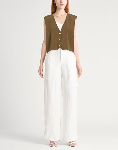 Woman Tailored Vest Military green Size XL Viscose, Linen