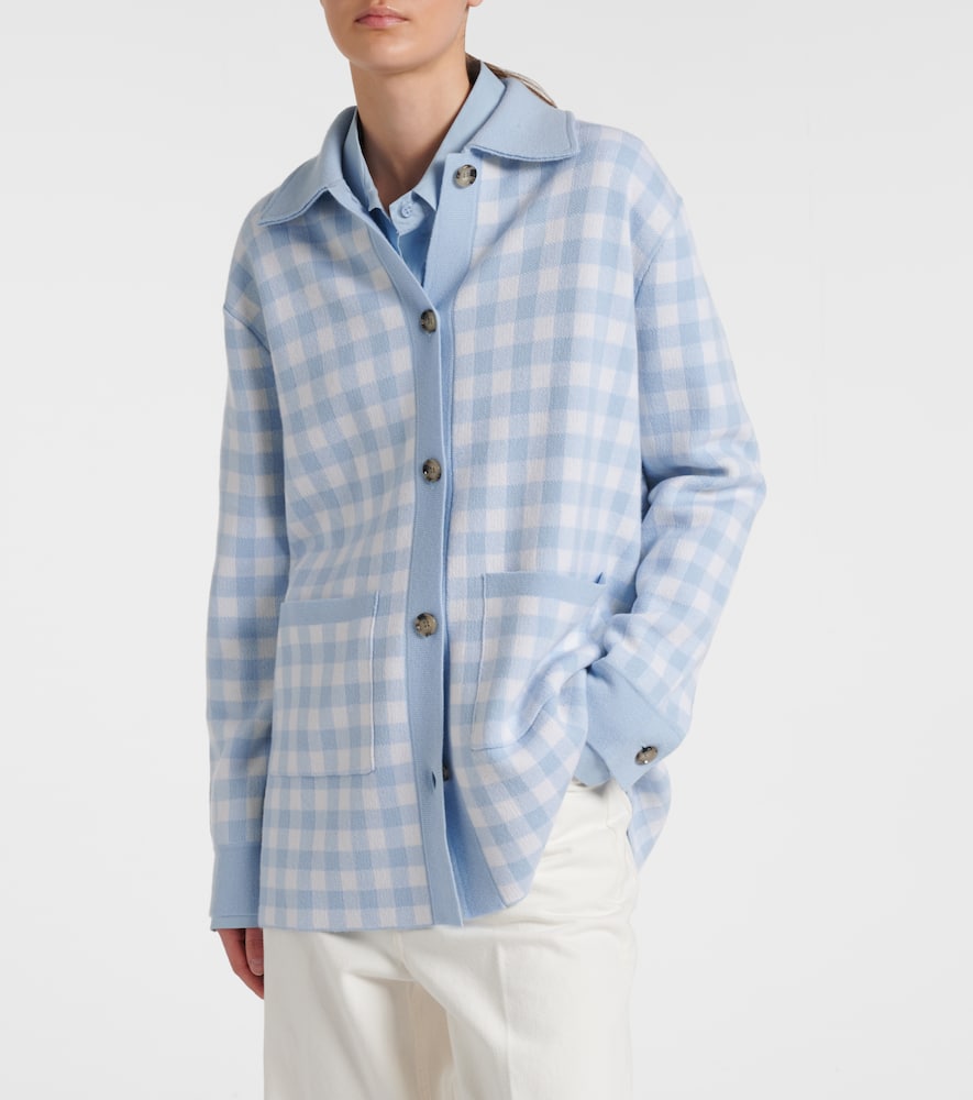 Gingham wool and cashmere cardigan